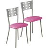 ASTIMESA SCMCRS Due sedie da Cucina, Metallo Similpelle Alluminio, Rosa, Altura de asiento 45 CMS