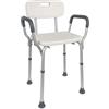 Mobiclinic, Sedia da doccia, Puerto, Marchio europeo, Disabili, Sgabello per anziani, Marcatura ce, Antiscivolo, Altezza regolabile, Sedile con fori acqua, Colore bianco