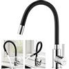 Auralum Rubinetto da cucina flessibile con beccuccio alto orientabile liberamente, miscelatore per lavello flessibile in ottone cromato e nero, rubinetto monoforo per acqua calda e fredda