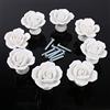 Auped 8pcs a forma di rosa in ceramica da cucina armadio cassetti pomoli maniglioni per decorare la casa (Bianco)