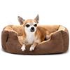 lionto Letto per cani con cuscino reversibile e base antiscivolo, cuscino robusto con ingresso basso per cani e gatti di ogni età, 50x37 cm, cuccia accogliente, marrone/beige