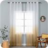 GIRASOLE HOME Coppia Tende Voile Semi Trasparenti Colore Sfumato Bianco e Maggese Tenda per Soggiorno Camera Cameretta Cucina e Interni 2 Pannelli con Occhielli 140x238cm