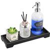 Luxspire Vassoio da Bagno, Vassoio Rettangolare in Resina, Organizer per Camera, Portaoggetti Resistente, Taglia S Vassoio per Shampoo Gioielli Asciugamano Sapone Pianta - Nero