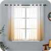 GIRASOLE HOME Coppia Tende Voile Semi Trasparenti Colore Sfumato Bianco e Maggese Tenda per Soggiorno Camera Cameretta Cucina e Interni 2 Pannelli con Occhielli 140x148cm