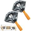 Qinglee 2PCS Morsetto Angolare, 90° Morsetti ad Angolo Retto, Right Angle Clamp in Lega di Alluminio, Manico Singolo Regolabile Con per Lavorazione del Legno, Saldatura (grigio)
