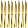 Kyraton Set di coltelli da bistecca in oro,Kyrtaon coltello seghettato dorato, set di coltelli affilati in acciaio inossidabile placcato in oro titanio, set di 8 coltelli da cena, lavabile in lavastoviglie