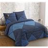 VISION HAROLD - 100% cotone - Set Copripiumoni matrimoniale 200 x 200cm con 2 federe 65 x 65cm per letto matrimoniale - Tessuto morbido e confortevole - Colore: Blu - Certificato Oeko-Tex