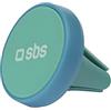 SBS Supporto da Auto Universale con Clip per bocchette d'areazione, Magnete per Fissare Lo Smartphone e Due Piastre Metalliche Incluse, Colore Blu