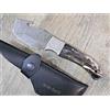 SCUOIO KNIFE COLTELLO 22,5 CM SCUOIO DAMASCO SARDO MANICO CORNO DI BUFALO scuoiatore