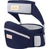 Viedouce Hipseat Marsupio con Protezione per Cintura di Sicurezza,Puro Cotone Leggero e Traspirante,Ergonomico Neonati Marsupio Sicurezza Supporto per Bambino da 4-36 Mesi (Blu Scuro)