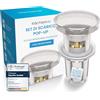 Bächlein Kit di piletta universale con troppopieno per lavabi e lavandini - valvola a soffietto in acciaio inox - incl.3 guarnizioni per tutti i tipi di lavabi, tappo a scatto - scarico