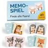 GLÜCKSWOLKE - Memo Gioco per Bambini I Montessori Giochi Educativi da 2 anni I 40 Carte Motivi Animali I Giocattoli - Memoria Puzzle I Idea Regalo per Bambino e Bambina a 2, 3, 4, 5 e 6 Anni - Nuovo