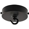 ElekTek Rosone da soffitto piatta con diametro 100 mm con staffa cinturino e gancio. Ideale per accessori a sospensione e lampadari. Finiture metalliche verniciate a polvere Nero Jet