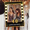 Jevenis black gold 40th birthday party photo booth puntelli photo frame