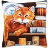 VERVACO Kit Cuscino Punto Croce Gatto E Libri Set Ricamo Principianti Cuscini Gobelin Decorativi ca. 40 x 40 cm Accessori per Lavoretti Creativi DIY Casa Decor Hobby Adulti Cross Stitch