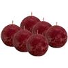 Bolsius Rustik - Candela sferica - colore rosso bordeaux - set da 6 pezzi - lunghezza 25 ore - non profumata - guardia naturale delle piante - senza olio di palma - 7,6 cm