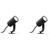 Philips Lighting White and Color Lily Faretto da Esterno, Estensione Integrata, 8 W, Nero + White and Color Kit Base Lily Faretto da Esterno Integrata, 8 W, Nero