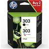 HP BIPACK CARTUCCE ORIGINALI HP 303 3YM92AE 1x NERO T6N02AE + 1x COLORE T6N01AE - HP - 3YM92AE