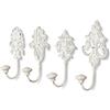 levandeo Set da 4 Ganci da Parete, Colore Bianco e Grigio, Ganci Appendiabiti in Ferro, Stile Shabby Chic., Bianco/Grigio