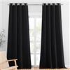 PONY DANCE Tenda Oscurante ad Anelli Tende Termiche Isolanti per Interni Camera da Letto Blackout Curtains per Salotto Moderne 2 Pezzi L 140 x A 245 cm, Nero
