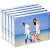 AMEITECH Acrilico Cornice Portafoto, 9 x 13 cm Cornice Trasparente Doppio Magnetico, Desktop Frameless Cartolina Display - Confezione da 5