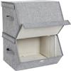 SONGMICS Set di 2 Scatole Portaoggetti Impilabili con Coperchi | Contenitori in Tessuto con Telaio Metallico e Chiusura Magnetica, 38 x 26,5 / 35 x 25 cm, COLLEZIONE TINA RLB02GYV1