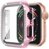 Obastyle Custodia per Apple Watch Series 6/SE/5/4/3/2/1 con Glitter Diamante, Cover Rigida Protezione e Pellicola Protettiva per iWatch 38/40/42/44mm, Sensibile Touch, Donna e Ragazza (38MM, Rosa)