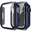 TAURI 2 Pezzi Cover per Apple Watch 9 45mm e Cover per Apple Watch 7 45mm e 8 45mm con 9H in Vetro Temperato,[Tocco Sensibile][HD Clear]Sottile Rigida Custodia per Apple Watch 9/8/7 45mm - Blu