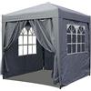 Quick Star Gazebo Pop-Up da Giardino, 2 x 2 m, Colore: Smoky Grey, con 4 Parti Laterali