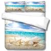 UDUVOG 3 Pezzi Set Biancheria Da Letto Copripiumino Matrimoniale 240X220Cm Vista Sul Mare Blu Della Spiaggia Con 2 Federe 50X75Cm In Poliestere Microfibre Morbido 3D Stampato Set Biancheria Da Letto