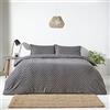 Yard The Linen Chevron Tuft Single Duvet Cover Set, Cotton, Charcoal