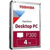 TOSHIBA EUROPE HDD per PC desktop sfuso da 3,5 pollici P300 4 TB SATA 5400 RPM