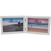 Smiling Art cornice per 2 foto in legno MDF con vetro, cornice pieghevole, doppia cornice (Bianco, Formato orizzontale, 2 x 13 x 18 cm)