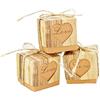 JZK 50x Love Cuore Marrone scatolina Scatola portaconfetti portariso porta confetti bomboniera segnaposto per Rustico Matrimonio Compleanno Battesimo Comunione Nascita Natale