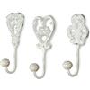 levandeo Set da 3 ganci da parete, colore bianco e grigio, ganci appendiabiti in ferro, stile shabby chic., bianco/grigio, Set da 3