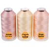 New brothread Set di 3 Carne (Pelle) Colori poliestere filo di ricamo macchina grande bobina 5000M per tutte le macchine da ricamo