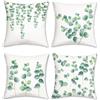 Bonhause 4 Pack Federa per Cuscini Foglie di Eucalipto 45 x 45 cm Pianta Verde Velluto Morbido Copricuscini Decorativi per Divano Letto Auto