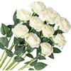 Veryhome 10 Pezzi Fiori Artificiali Rose di Seta Falso Bouquet da Sposa da Sposa per la casa Giardino Partito Decorazioni Floreali (Bianco, Rose in Fiore)