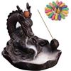 XUDREZ Drago di ceramica porta incenso per bastoncini con 20pcs coni incenso, fontana incenso cascata giardino zen decorazioni casa