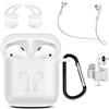 MMOBIEL Custodia antiurto in silicone compatibile con AirPods 1/2 Cover protettivo Skin 6in1 Set con Clip Ganci per orecchie Cinturino (Bianco)