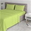 Italian Bed Linen Set Lenzuola Letto Matrimoniale Cotone Max Color, Lavorato in Italia - Completo Letto, Lenzuolo sotto con Angoli, Telo sopra 240x300 cm e 2 Federe con Patella Interna, Verde Acido