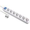 Electraline 62078 Multipresa 7 Posti polivalenti (Schuko + 10/16A) con interruttore - Cavo 1,5 m Bianco