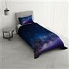 Italian Bed Linen Parure Copripiumino stampa digitale GOODNIGHT - Made in Italy 100% microfibra con trattamento Mano Pesca - Sacco Piumino letto Singolo 150x200 cm con patella + 1 federa - ANDROMEDA