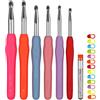 Coopay Set di Uncinetti Grandi, Ganci Solidi di Grandi Dimensioni 6,0 mm 6,5 mm 7,0 mm 8,0 mm 9,0 mm 10 mm, Uncinetto in Metallo Robusto con Impugnatura Ergonomica per Mani Artritiche