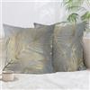 Bonhause Federe per Cuscini Foglie Stampa d'oro 45 x 45 cm Copricuscini Decorativi Grigio in Velluto Morbido per Divano Letto Auto 2 Pack