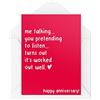 Tongue in Peach Divertente Anniversario Cards | Me Talking You Fingendo di ascoltare Marito Card | Per lei Lui Moglie Fidanzata Fidanzato Scherzo Banter Carino | CBH641