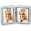 Zep Cornice portafoto Doppia in Metallo, Collezione Silver Plated 2 Foto, 3,5 x 4,5 cm, Legno, Argento, 4.5 x 5.5 x 3 cm