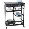 WENKO Carrello portavivande Bon Appetit, con ruote e ripiano in vetro con motivo, ideale come carrello per servire a tavola o scaffale per la cucina, in MDF, 67 x 86,5 x 35 cm, colore nero