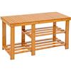 TecTake Scaffale scarpiera a ripiani di legno bambù - modelli differenti - (87x28x45.5cm con banca | No. 401649)