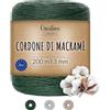 Creative Deco corda macramé verde profonda, filo di cotone e poliestere, spessore 0,5 mm, 30 pieghe, per cucina e giardino, confezione regalo fai da te